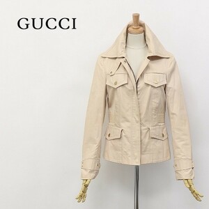 【T492】イタリア製◆GUCCI/グッチ コットン サファリ ジャケット ピンクベージュ 40 国内正規品