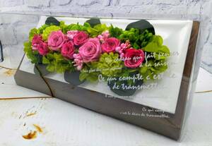 * price cut! preserved flower clear case entering frame arrange rectangle pink birthday Mother's Day marriage festival new building festival gift .*