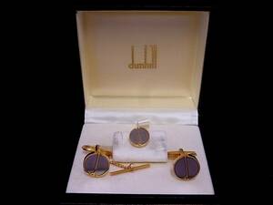 *N2581*# new goods #[dunhill] Dunhill [ silver * Gold ]# cuffs & tiepin * necktie pin ( tie tack ) set!