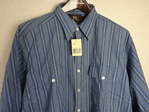  dead stock new goods * RR L DOUBLE RL* Vintage stripe *L|S shirt! size L