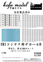 UR1コンテナ用デカールB（コンテナ５個分）　1/80　甲府モデル（パンケーキコンテナ）_画像1