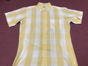 Lee ビンテージ　半袖シャツ　黄色チェック　70s 80s 90s アメリカ古着　ボタンダウンシャツ ブルックスブラザーズ リーバイス