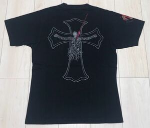 銀 黒 エヴァンゲリオン EVANGELION 錦 コラボ 限定 Tシャツ【 S 】未使用 新品同様 リリス ロンギヌス 槍 十字架 和柄 スパンコール