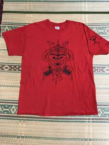 GILDAN Tシャツ L ニカラグア製 赤 レッド 半袖 丸首 希少 レア 廃盤 人気 定番 デザイン メンズ アメカジ カジュアル ファッション 古着