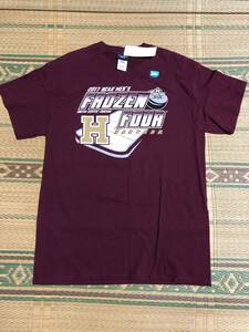 FROZEN FOUR CHICAGO HARVARD 2017 Tシャツ M HAITI ハイチ製 新品未使用 小豆色 半袖 丸首 人気 デザイン 定番 アメカジ ファッション