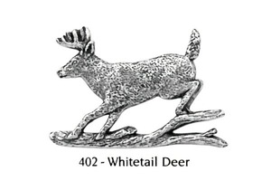 ピンバッジ ホワイトテールディア 402 ホワイトテイル 白鹿 シカ ピンズ バッチ スズ シルバー ピューター かわいい ブローチ バッジ