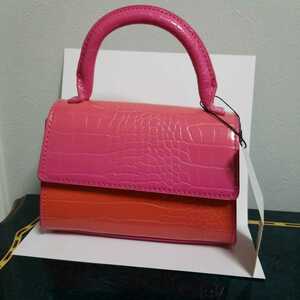 [ new goods ]ZARA Mini bag pink × orange 2WAY handbag shoulder bag 