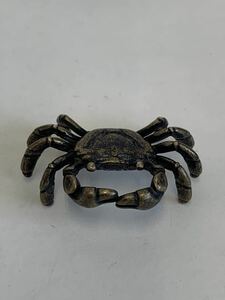 蟹　カニ　真鍮製　盆栽愛好家品　3.5×2.3×1.2cm