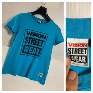 VISION STREET WEAR ビジョン　ヴィジョン　デカロゴ　大　半袖　Tシャツ　ターコイズブルー　M ビジョン　ストリートウェア
