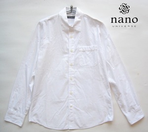 人気!!ナノユニバース NANO UNIVERSE*飾り胸ポケット付き長袖ホワイトシャツ 白 S