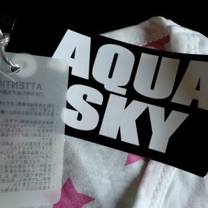 新品 AQUA SKY スター柄 星 でかロゴ Tシャツ 半袖 L レディース トップス カットソー 裏地柄 ペンキの画像4