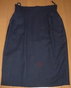  安心の日本製☆春夏コート☆麻のようなサラサラ生地◆紺色◆タイト・スカート【ユーズド】ゆったりめ9号サイズ