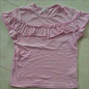 サンカンシオン120フリルトップスピンク半袖Tシャツ