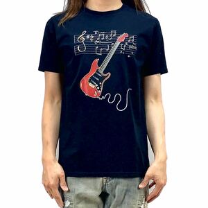 新品 未使用 ビンテージ エレキギター ストラトキャスター 音符 ロック Tシャツ S M L XL ビッグ オーバー サイズ XXL~5XL ロンT パーカー