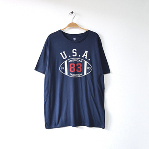 【送料無料】古着 オールドネイビー USA アメリカン トラディション Tシャツ 紺色 メンズL アメフト OLD NAVY BB0059