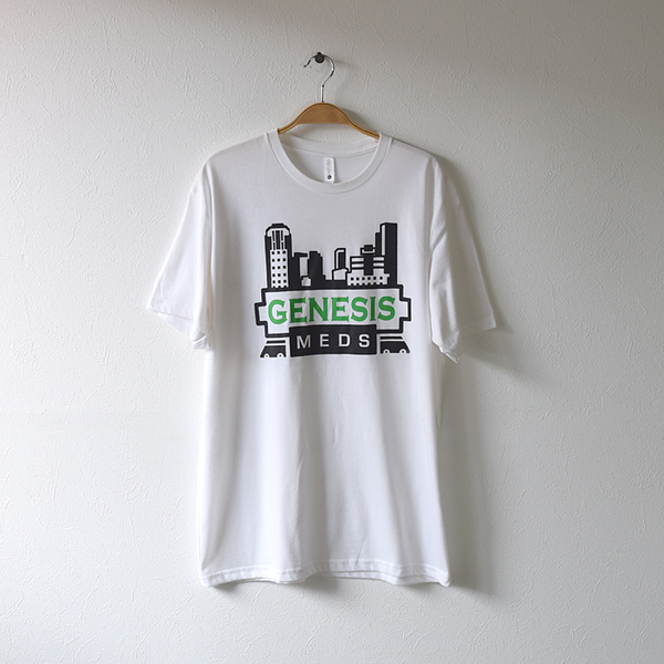 【送料無料】GENESIS MEDS ジェネシス 半袖 プリント Tシャツ メンズL 白色 ホワイト BB0061