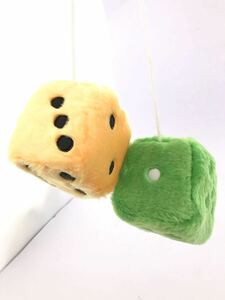  hanging dice rhinoceros koro room mirror car accessory soft yellow green Toyota Nissan MMC Daihatsu Suzuki 