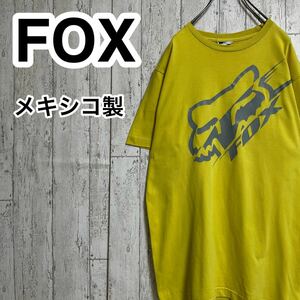 ☆送料無料☆ FOX フォックス 半袖 Tシャツ プリント Mサイズ イエロー メキシコ製