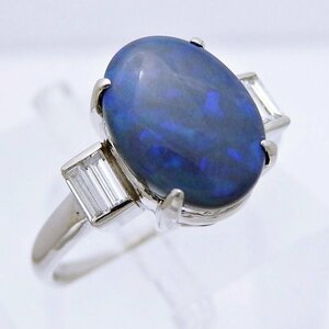 Pt900 ★ リング 指輪 オパール2.52ct 10月の誕生石 ◇ダイヤモンド0.18ct ●14号 【中古】 /10020942