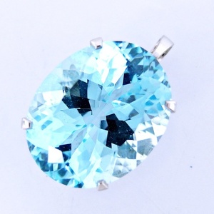 Pt900 ★ペンダントトップ ブルートパーズ51.75ct 11月誕生石 楕円◆ソーティング付き【中古】/27630