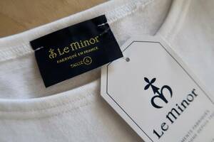 未使用品＆大きめサイズ Le minor MARINIERE ヘビーオンスコットンバスクシャツ ソリッドホワイト 表記4/XL フランス製/ルミノア白無地