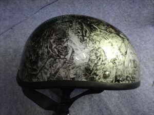  half helmet ( prompt decision equipped ) custom paint LAP painting silver | black bike motorcycle used beautiful goods 