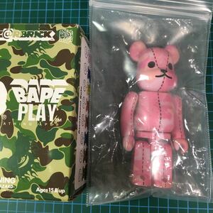 ベアブリック/A BATHING APE BAPE PLAY/エイプ シリーズ3.ピンク.メディコム・トイ.BE@RBRICK 100％.内袋未開封