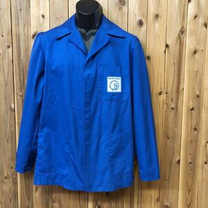 ALSICO／KLOPMAN 海外輸入 ユーロワーク メンズ 長袖ジャケット ワークシャツ トップス ブルー 開襟 オープンカラーシャツ USA古着