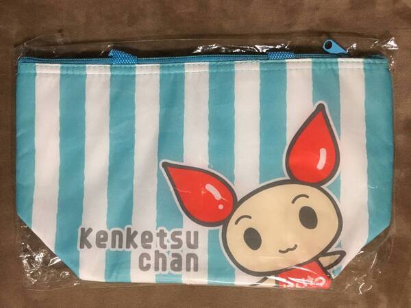 【 送料無料!!・未使用品!】★ケンケツちゃん◇チャック付き・保冷/保温トートバッグ◇約H18.7×W31.3×D11.5cm★
