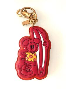COACH コーチ ×DISNEY チャーム ミッキー サーフィン レッド系 キーホルダー バッグチャーム ディズニー 日本限定