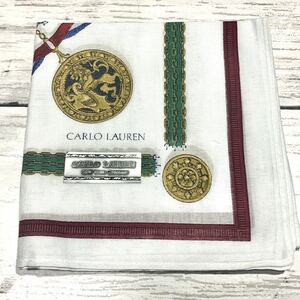 送料無料*新品 CARLO LAUREN ハンカチ コットン100% 綿　カルロローレン 約48cm 白 ホワイト◆V6