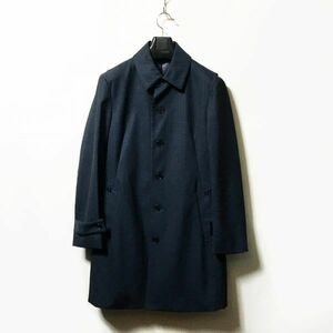 #LANVIN en Bleu｜ランバンオンブルー ベルト付きストライプウールシングルコート/トレンチコート ネイビーカラー size48(M程度)