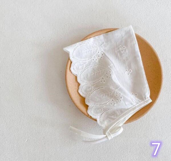 新品未使用 ボンネット レース 帽子 キッズ ベビー 女の子 M 葉 フランス