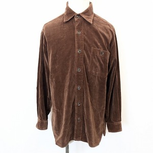 TAKEO KIKUCHI Takeo Kikuchi 3 men's man velour shirt nappy plain pocket long sleeve made in Japan round tail cotton 100% cotton Brown tea color 