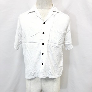 TWO PALMS トゥーパームス S メンズ アロハシャツ オープンカラー ヤシの木柄 ポケット ボックスカット 半袖 レーヨン100% ホワイトなど 白