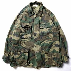 70's 米軍実物 USMC LCリーフ リップストップポプリン BDU ジャケット (S-S) 77年製 ブラウンリーフ RDFファティーグ DPSCの画像2