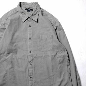 00's ギャップ GAP コットンツイル チノシャツ 灰 (L) グレー 無地 長袖 00年代 旧タグ オールド 2002年モデル