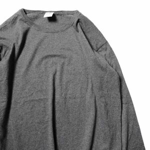 90's メキシコ製 ラッセル クルーネック ロングスリーブ Tシャツ 長袖 (XL) 濃灰 ロンT 無地 リブ無し 90年代 旧タグ オールド RUSSELL