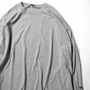 90's メキシコ製 ラッセル クルーネック ロングスリーブ Tシャツ 長袖 (XXL) 霜降り灰 ロンT 無地 90年代 旧タグ オールド ビッグサイズ