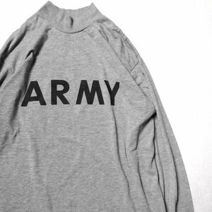 2006年 U.S.ARMY PFU トレーニング用 ハイネック ロングスリーブTシャツ (L) 霜降り灰 アーミー モックネック ロンT