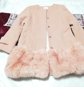 गुलाबी हेम फ़्लफ़ी कार्डिगन कोट, परत, सामान्यतः कोट, मी आकार