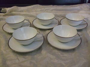 ■Noritake ノリタケ　SILVERDALE　テイーカップ＆ソーサー　5客揃　未使用保管品■