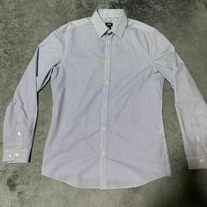 H&M エイチアンドエム 長袖シャツ 2枚セット M ボタンダウンシャツ 水色 ストライプ 中古 スリム メンズ