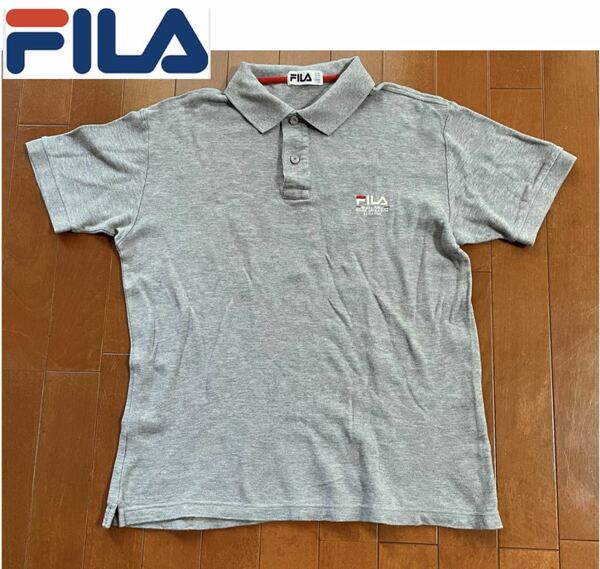 ★FILA フィラ★コットン素材で着心地の良い！グレーカラーメンズ半袖ポロシャツ/M