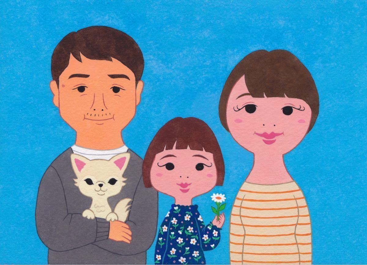 Populäre und süße Familienporträts [A5-Format, 4 Leute], Kunstwerk, Malerei, Acryl, Gouache