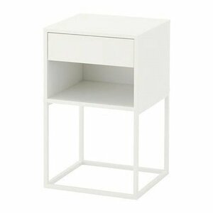 IKEA ベッドサイドテーブル VIKHAMMER ホワイト 40x39 cm 送料￥750!