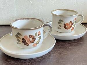 イギリス　DENBY 　セレナーデ　カップ＆ソーサー ２客　デンビー/ストーンウェア/189-2