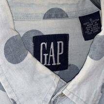 90s OLD GAP オールド ギャップ 長袖 ボタンダウン 水玉 ドット シャツ 水色 ヴィンテージ S レア 希少_画像5