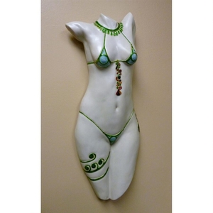 ダンサー衣装の女性像のトルソー　壁掛けインテリア置物彫刻人体オブジェ壁飾りアクセントボディーアート雑貨裸婦裸像ヌードセクシー雑貨