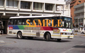 F[ автобус фотография ]L версия 4 листов Naha транспорт Isuzu CJA520 Nico ichi машина 